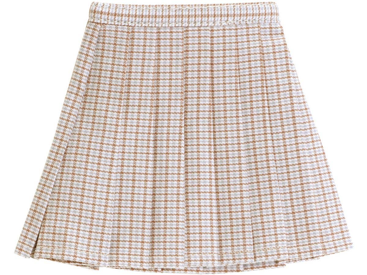 AZO2 Pleated Skirt Beige Check