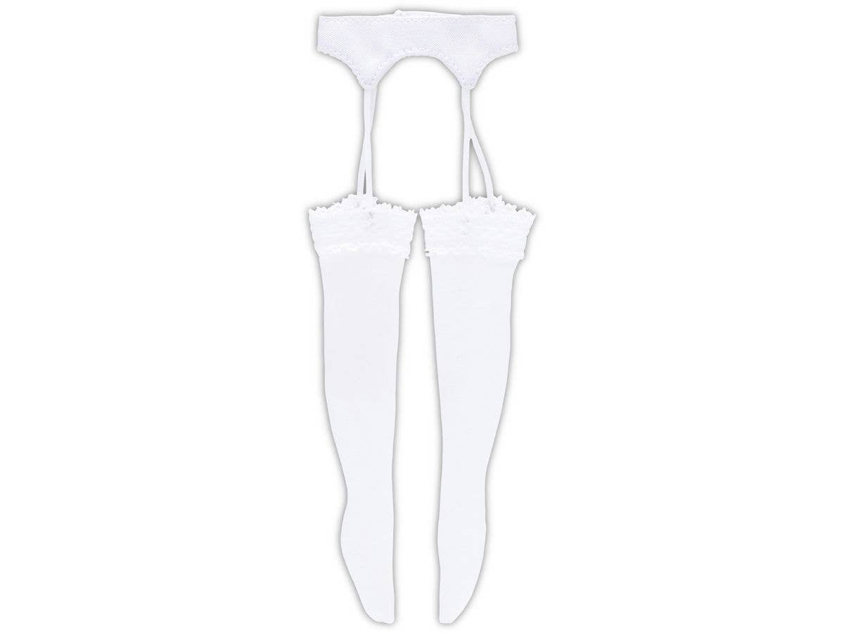 Q'z Knit Garter Stockings White x White
