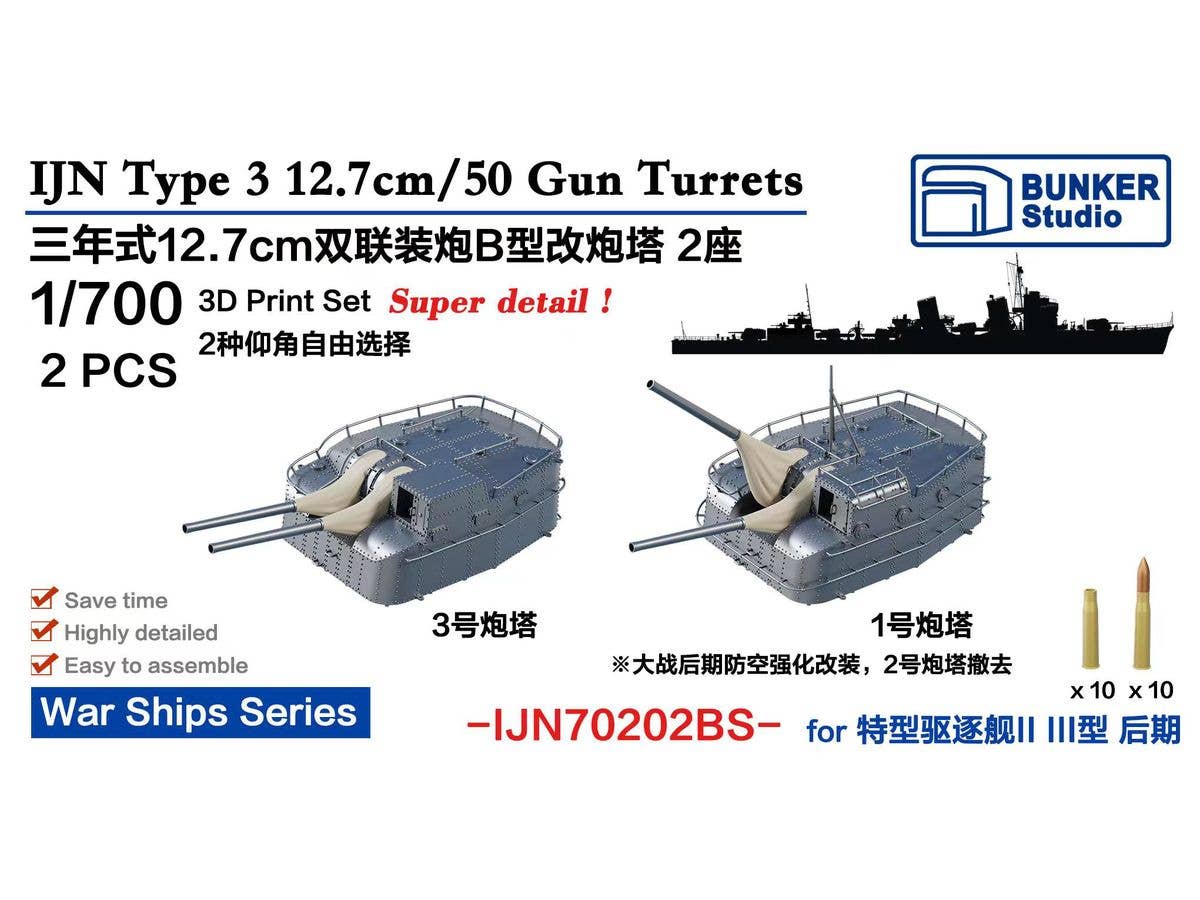 IJN Type3 12.7cm Gun Turrets B (kai) 2PCS