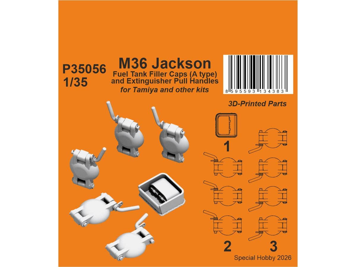 M36 Jackson Fuel Tank Filler Caps (A type) and Extinguisher Pull Handles / for Tamiya and othe