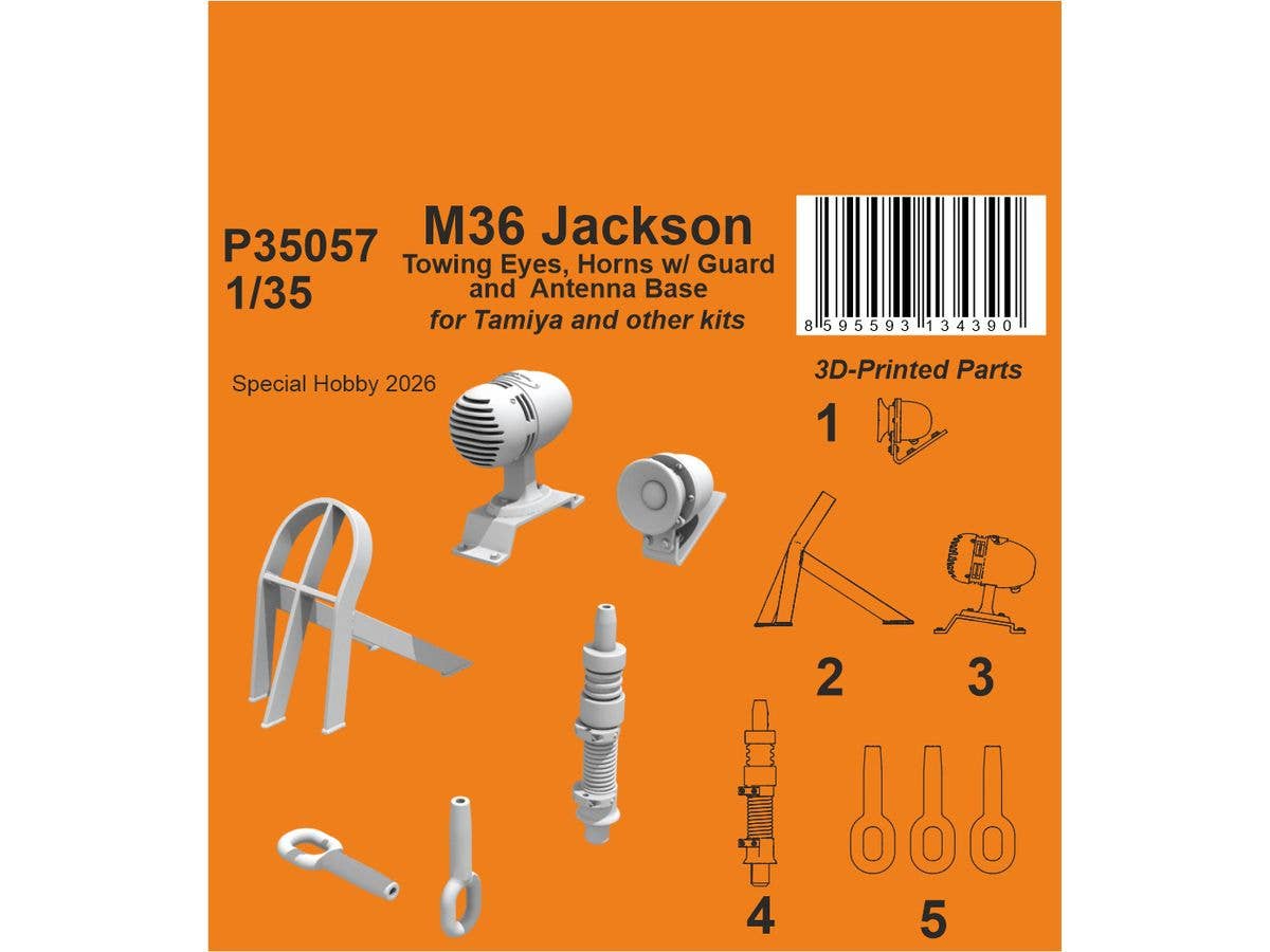 M36 Jackson Towing Eyes, Horn Guard and Antenna Base / for Tamiya and other kits