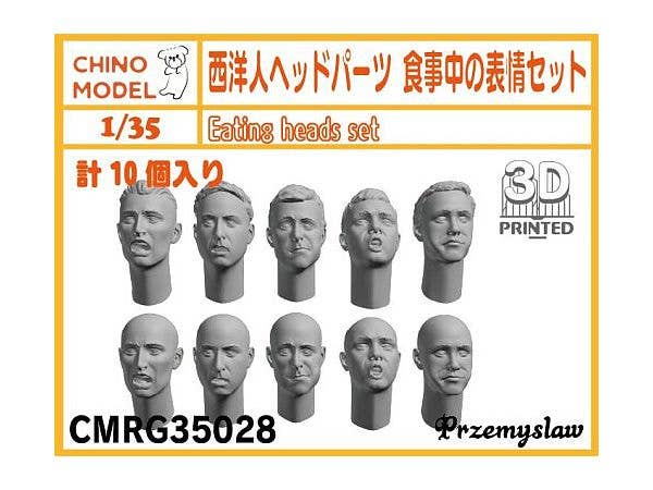 Caucasian Head Parts Eating Expression Set