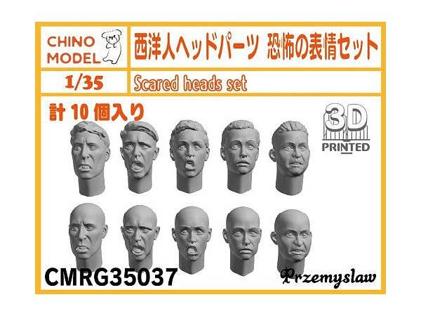 Caucasian Head Parts Fear / Terror Expression Set