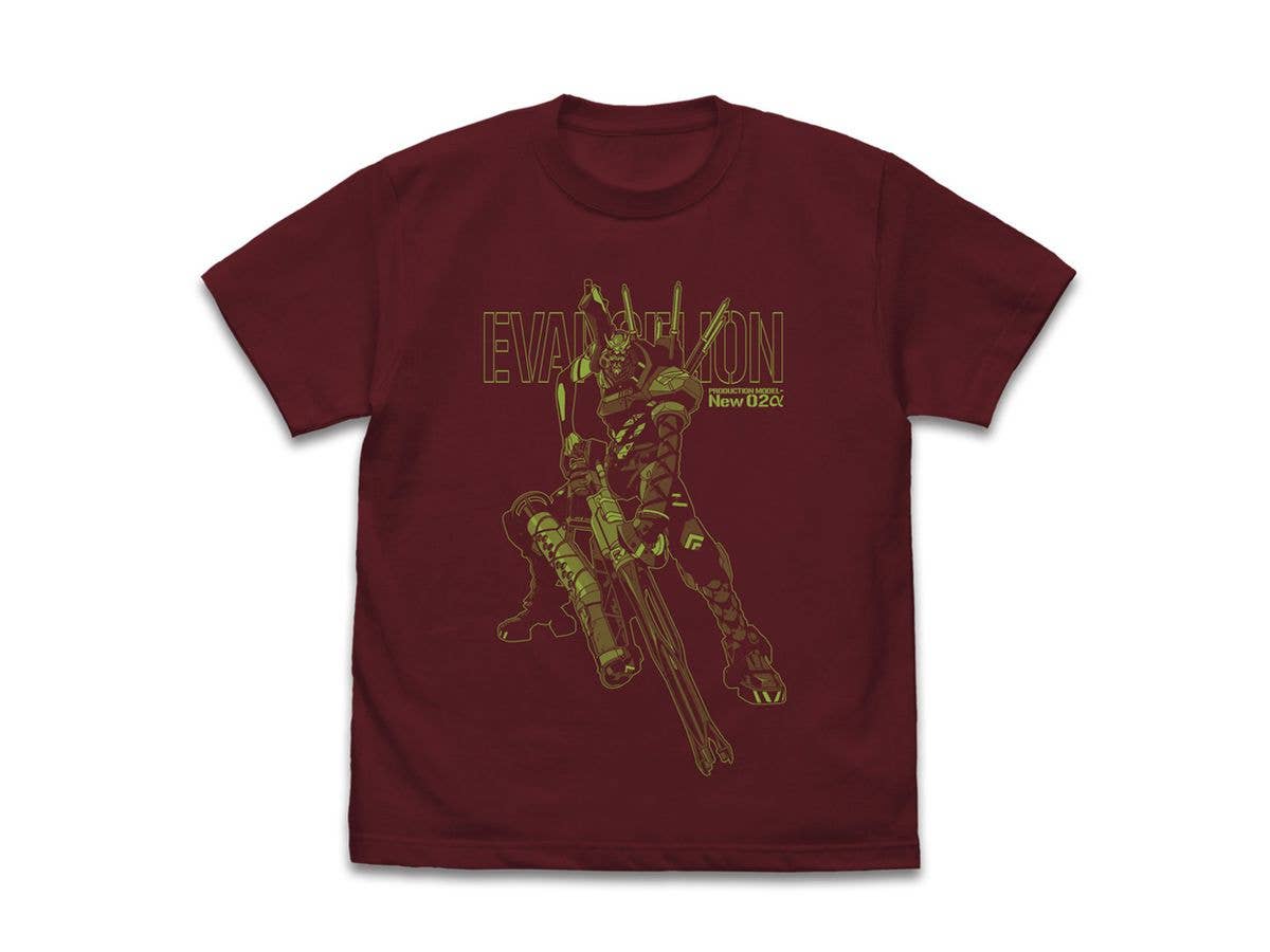 EVANGELION: Evangelion New Unit-02a T-shirt / BURGUNDY-M