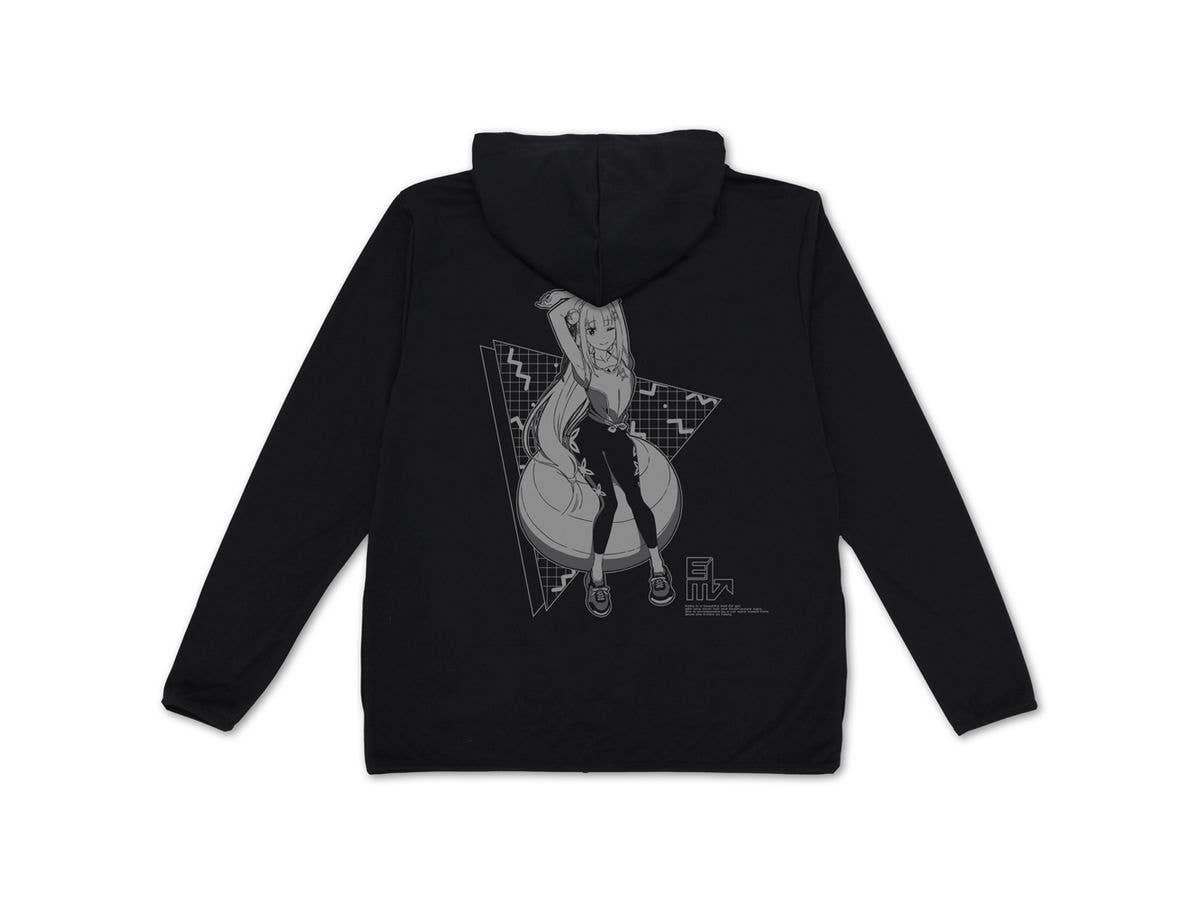 Re:Zero - Starting Life in Another World: Emilia Lightweight Dry Hoodie Exercise Ver. / BLACK-XXL