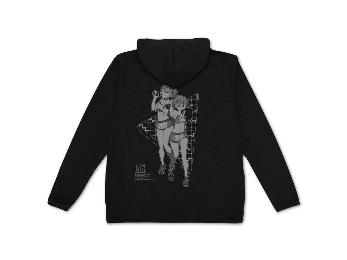 Re:Zero - Starting Life in Another World: Ram & Rem Lightweight Dry Hoodie Exercise Ver. / BLACK-L