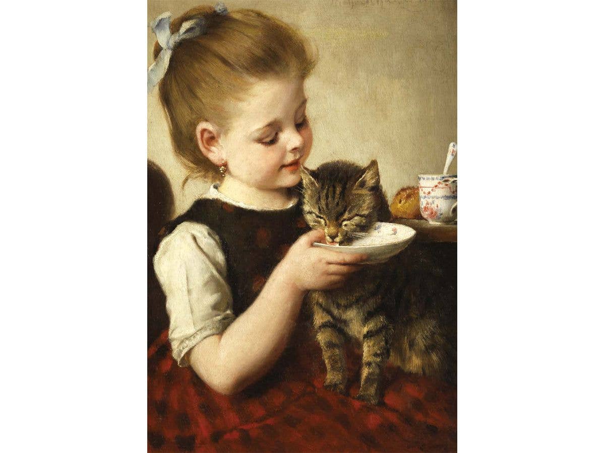 Jigsaw Puzzle: A Cat Drinking Milk (Schultze) 300pcs 26cm x 38cm