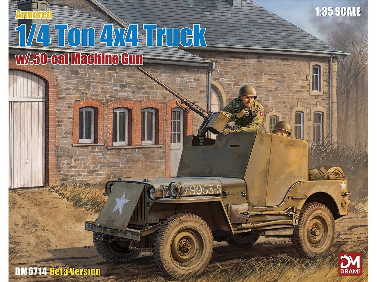 WW.II US Army 1/4-Ton 4x4 Small Armored Car w/.50 Caliber Machine Gun & Photo-Etched Parts