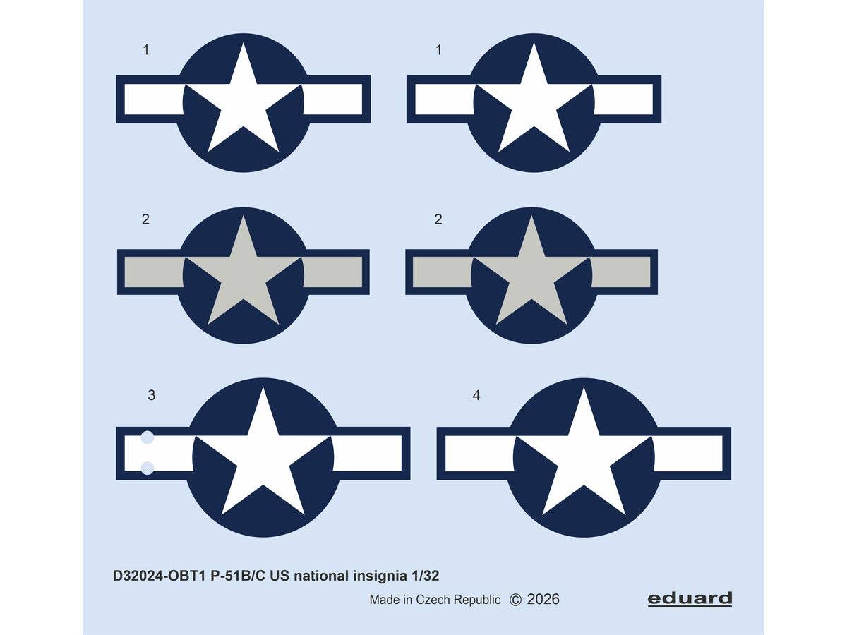 P-51B/C US national insignia (for EDUARD)