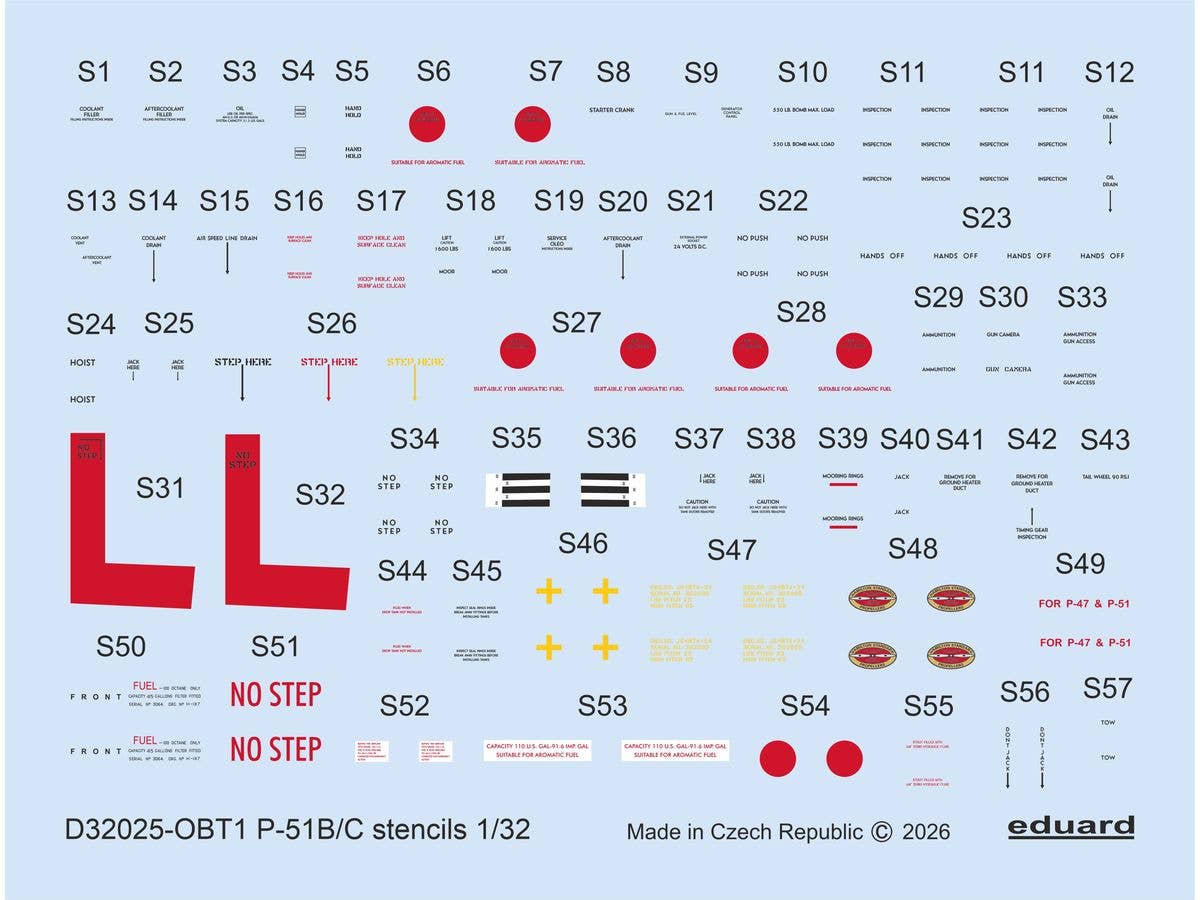 P-51B/C stencils (for EDUARD)