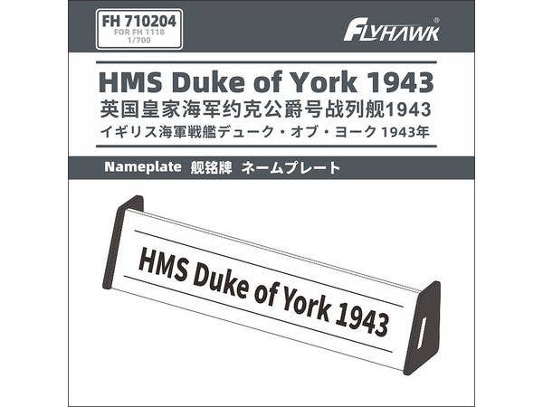 Nameplate for HMS Duke of York 1943