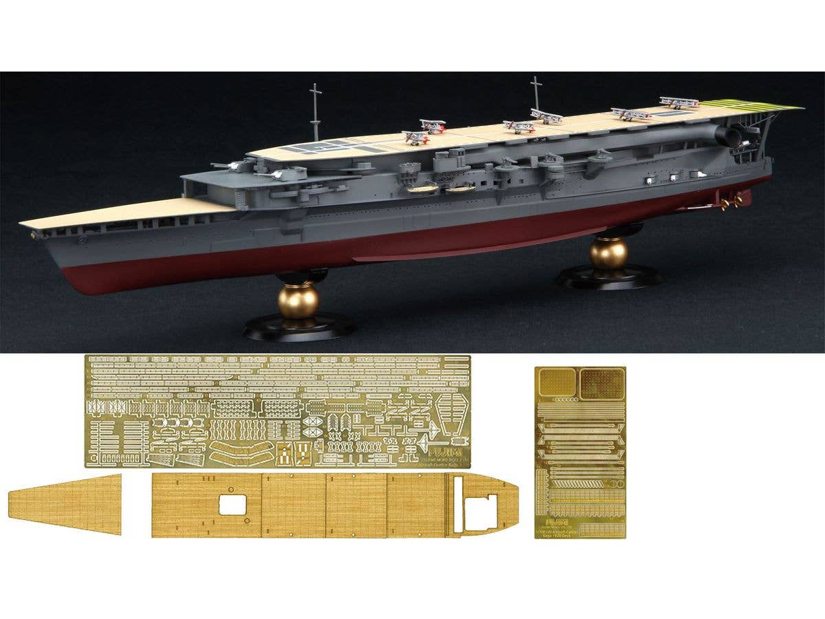 Japanese Aircraft Carrier Kaga Three-Tier Flight Deck Version Full Hull Model Special Edition (Includes Etched Parts And Wooden Deck Decals)