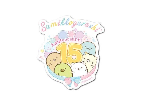 SU15-07 Sumikko Gurashi 15th Anniversary Die-cut Sticker Commemorative Art 02