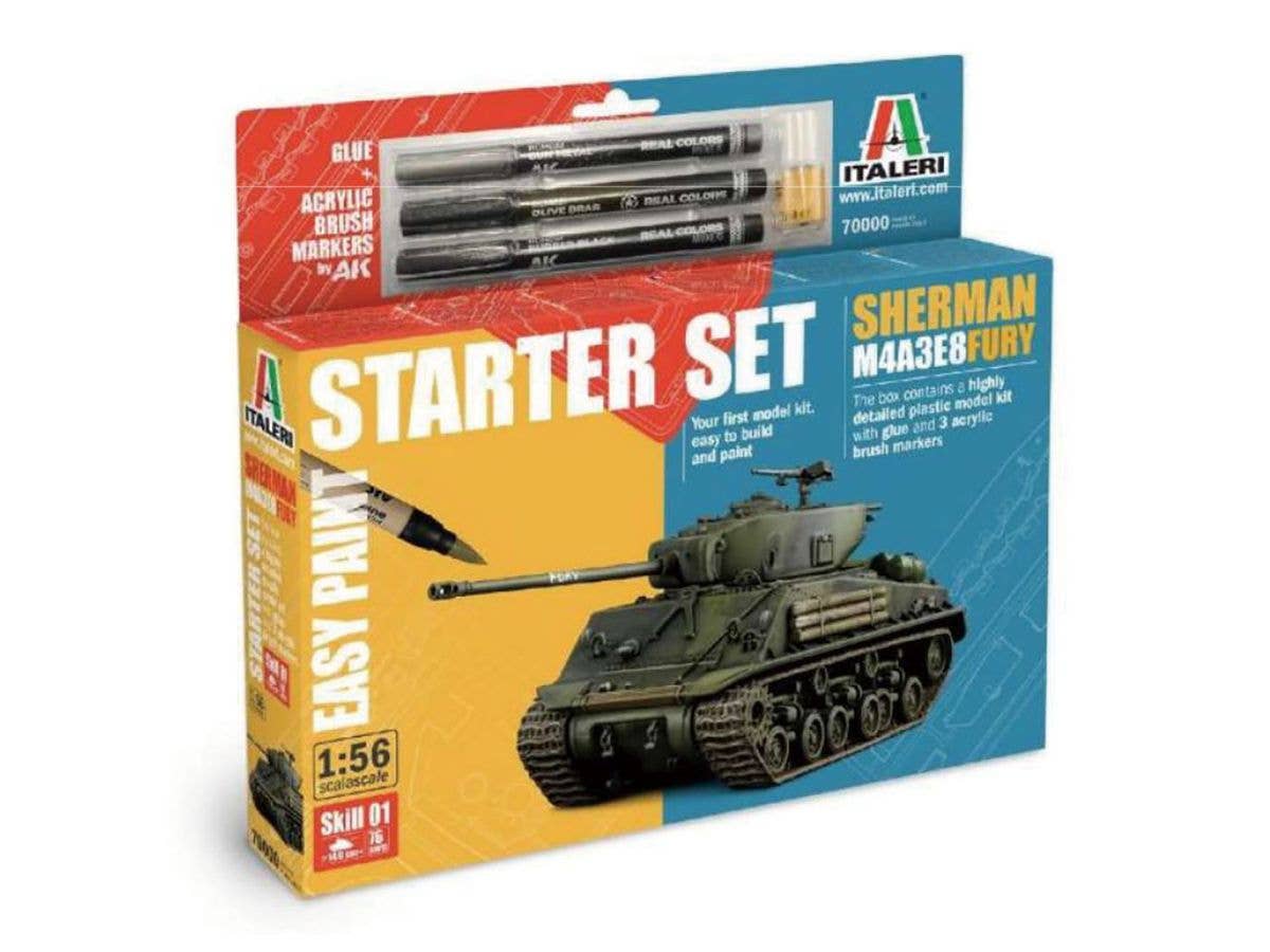 WWII US Army M4A3E8 Sherman "Fury" Starter Set with Markers