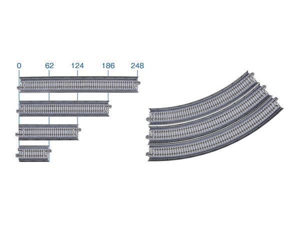 Concrete Tie Single Track Curved Viaduct R282mm (11'')-45-degree Curve [2pcs]