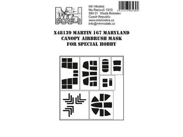 Martin 167 Maryland canopy airbrush mask, for Special Hobby