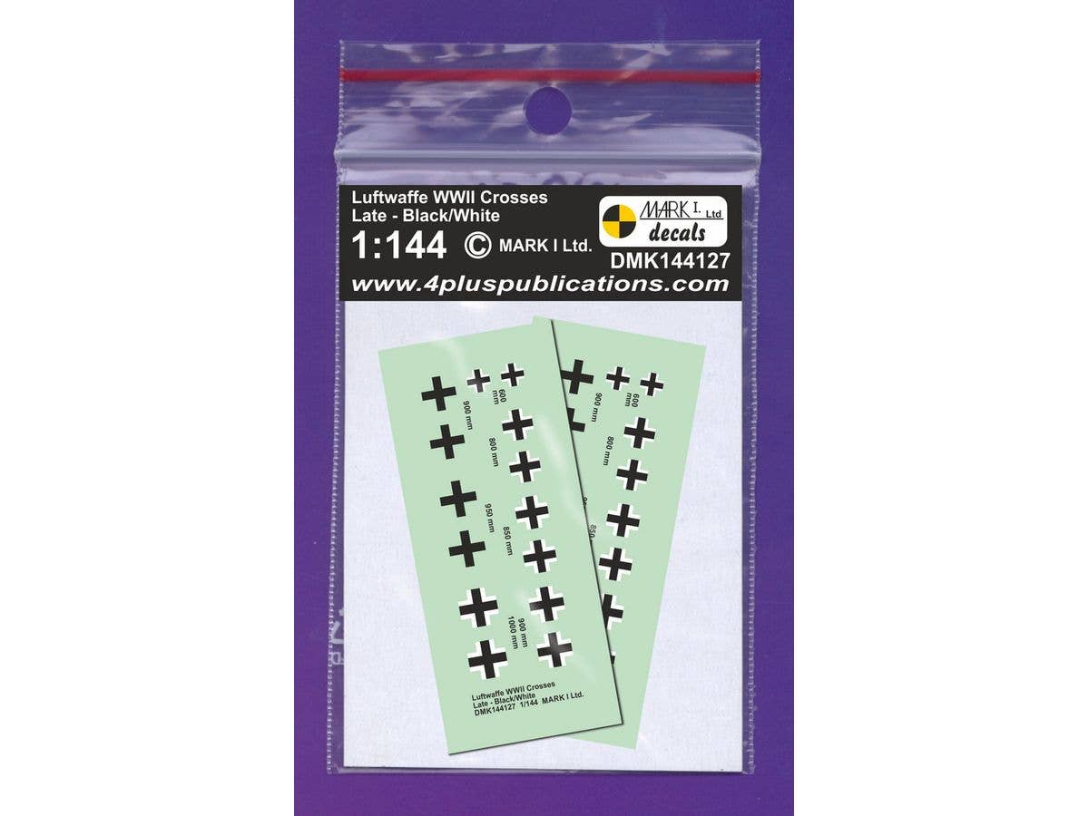 Luftwaffe WWII Crosses, late type - Black/White (2 sets)