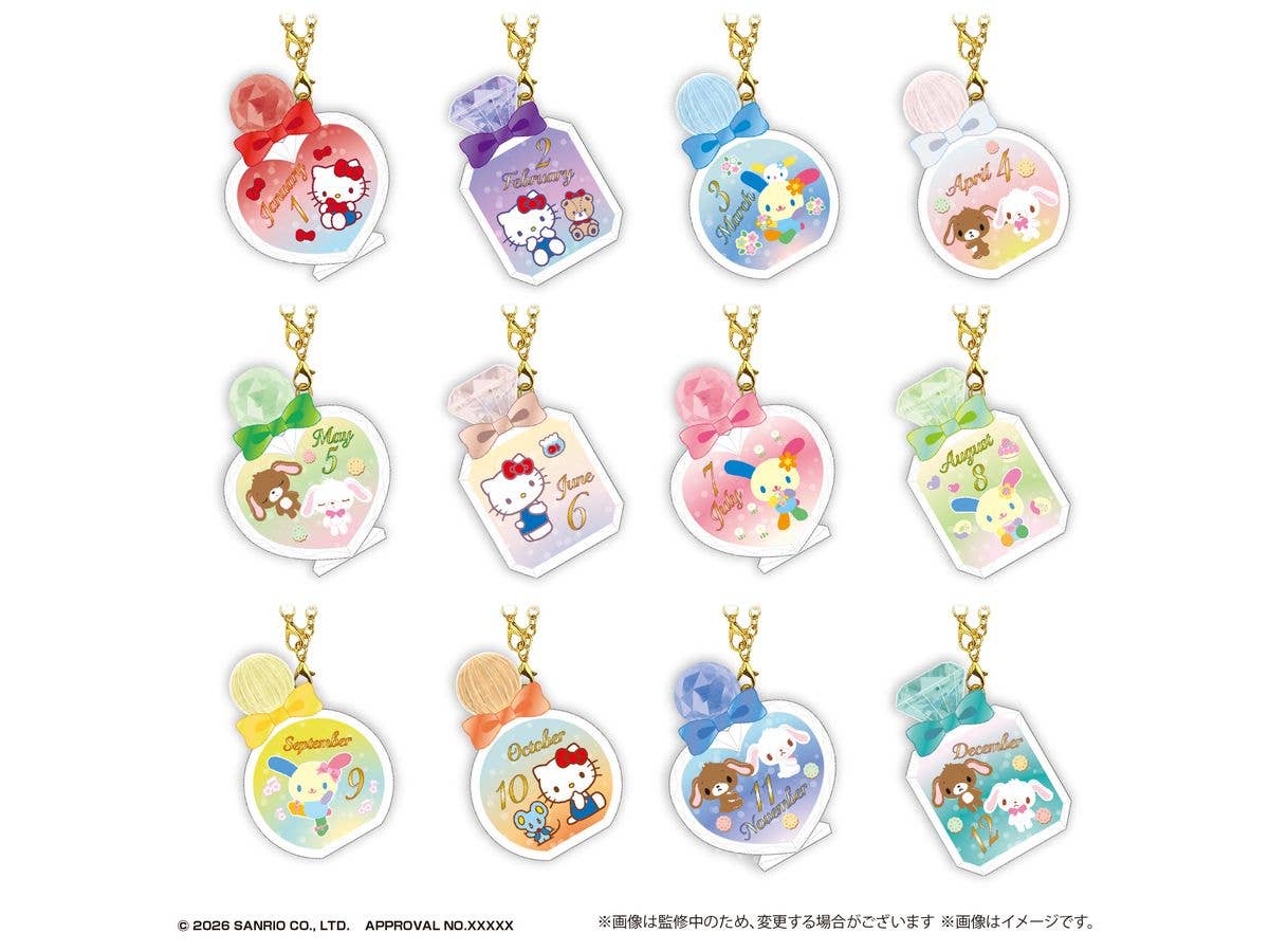 Sanrio Characters: Birthday Puku Clear Keychain 2 (1 set of 12 types x 5 of each)
