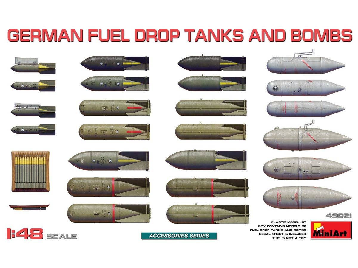 German fuel drop tanks and bombs