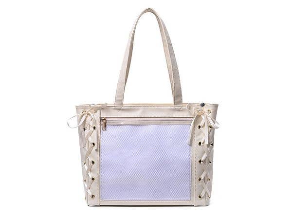 Oshi Katsu: Ita-Bag - Lace-Up Ribbon A4 Big Tote Bag (White)