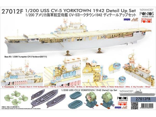 USS CV-5 Yorktown 1942 Dital up set for trumpeter 03711 (Deck color:blue)
