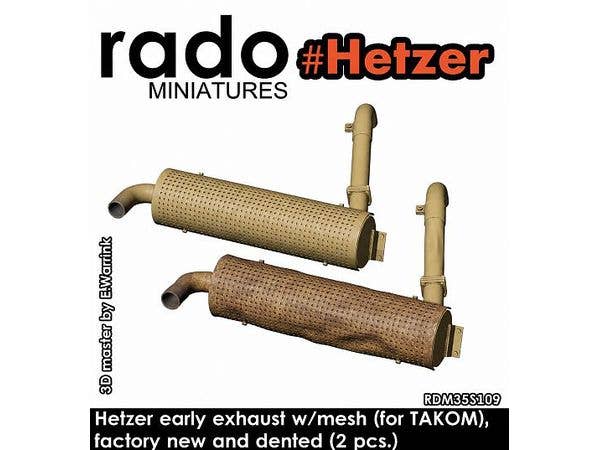 WWII German Jagdpanzer 38(t) Hetzer Extremely Early / Early Production Exhaust Silencer with Mesh - New & Damaged Versions (for Takom Kits, 2pcs)