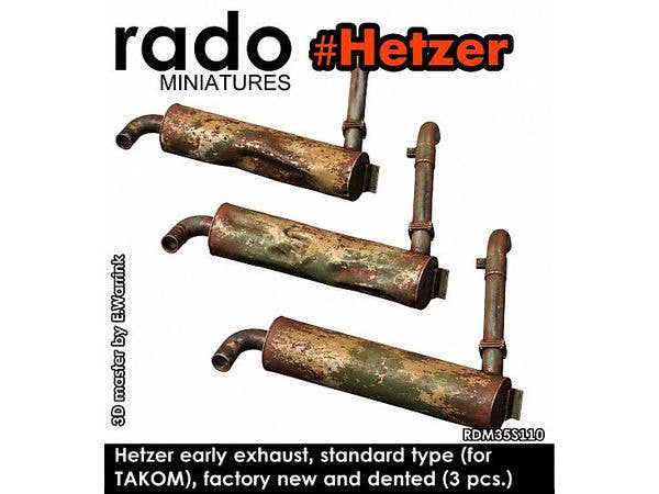 WWII German Jagdpanzer 38(t) Hetzer Early / Mid Production Standard Exhaust Silencer - New & Damaged Versions (for Takom Kits, 3pcs)