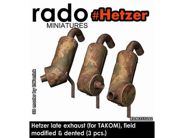 WWII German Jagdpanzer 38(t) Hetzer Late Production Field-Modified Exhaust Silencer - Damaged Versions (for Takom Kits, 3pcs)