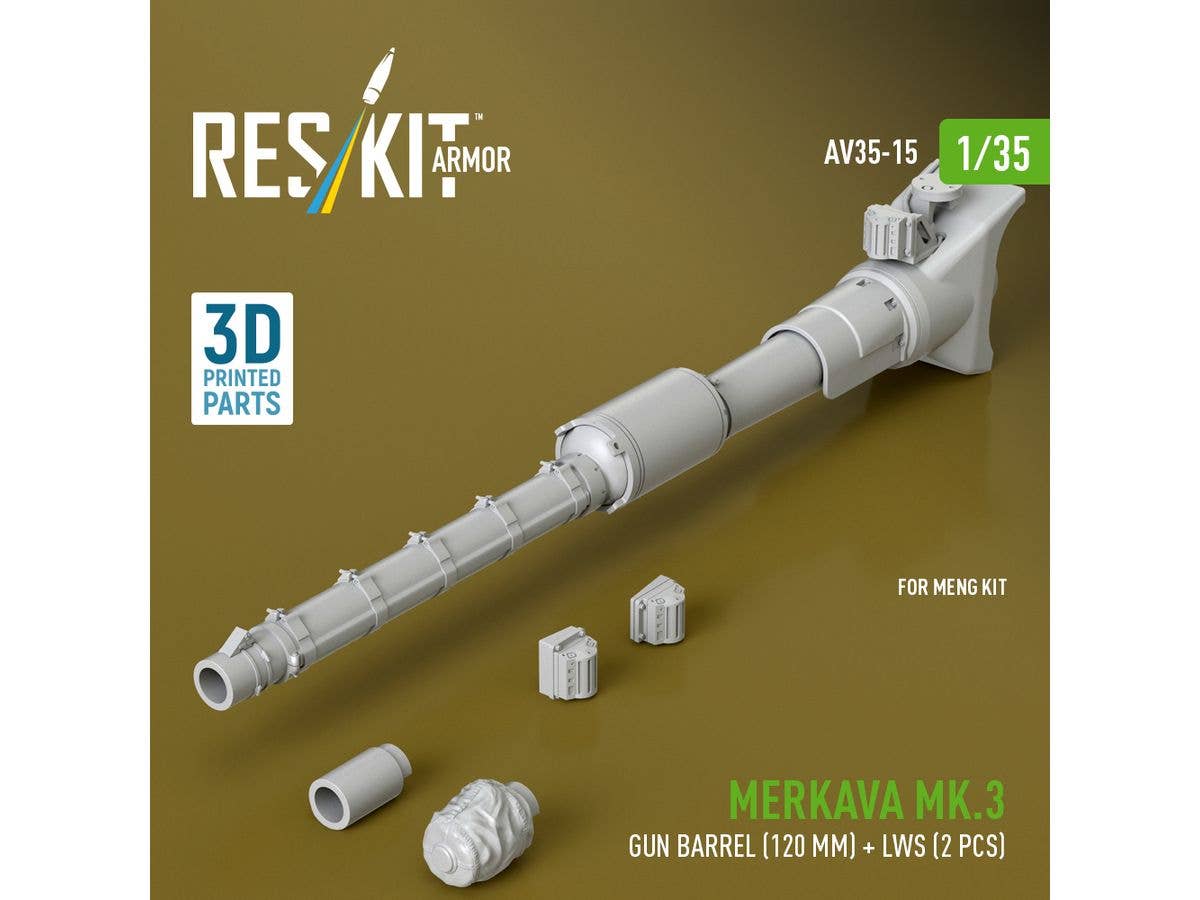Merkava Mk.3 gun barrel (120 mm) + LWS (2 pcs) for Meng Kit (3D Printed)