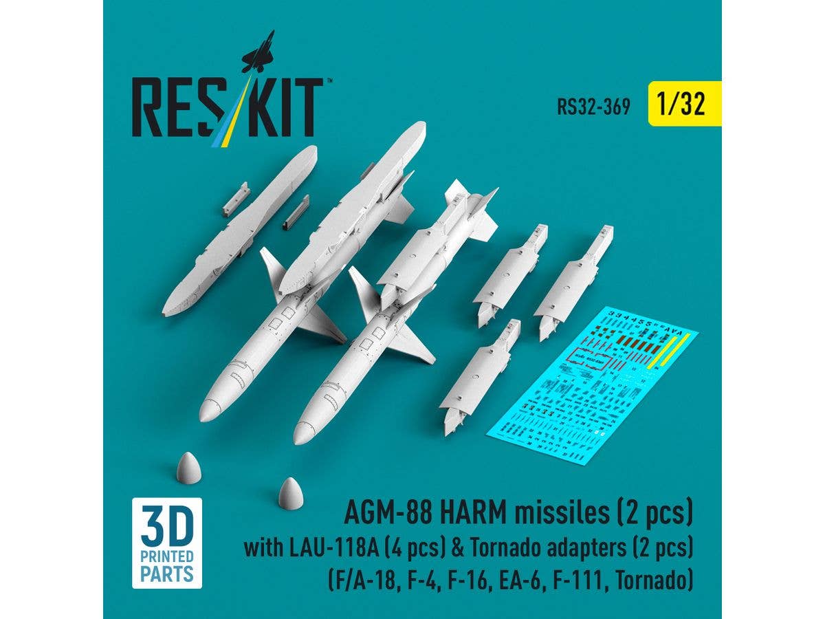 AGM-88 HARM missiles (2 pcs) with LAU-118A (4 pcs) & Tornado adapters (2 pcs)