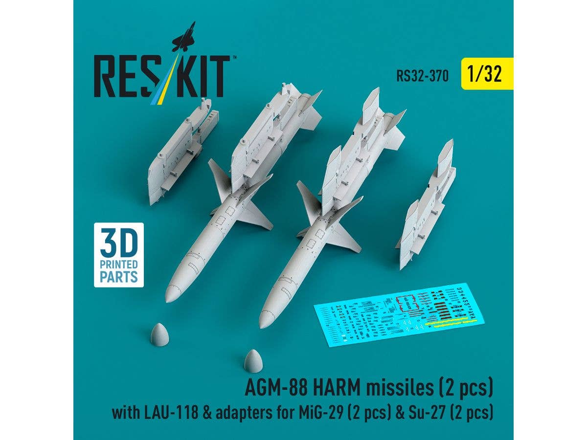 AGM-88 HARM missiles (2 pcs) with LAU-118 & adapters for MiG-29 (2 pcs) & Su-27 (2 pcs)