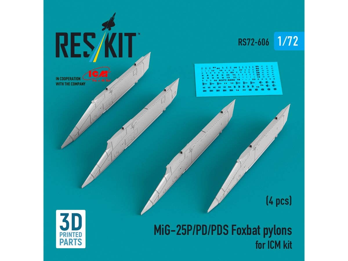 MiG-25P/PD/PDS Foxbat pylons (4 pcs) for ICM kit