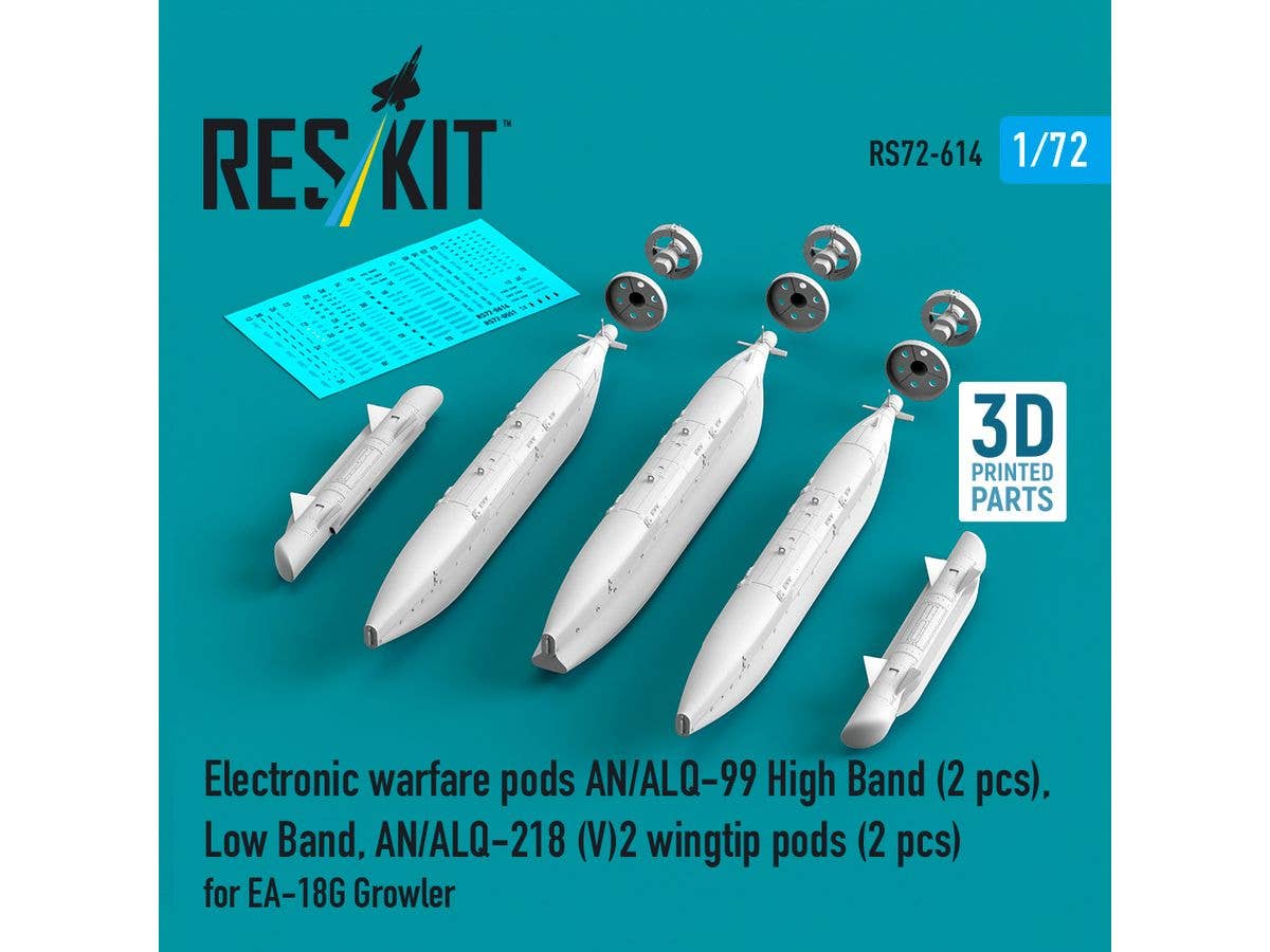 Electronic warfare pods AN/ALQ-99 High Band (2 pcs), Low Band, AN/ALQ-218 (V)2 wingtip pods (2 pcs) for EA-18G Growler