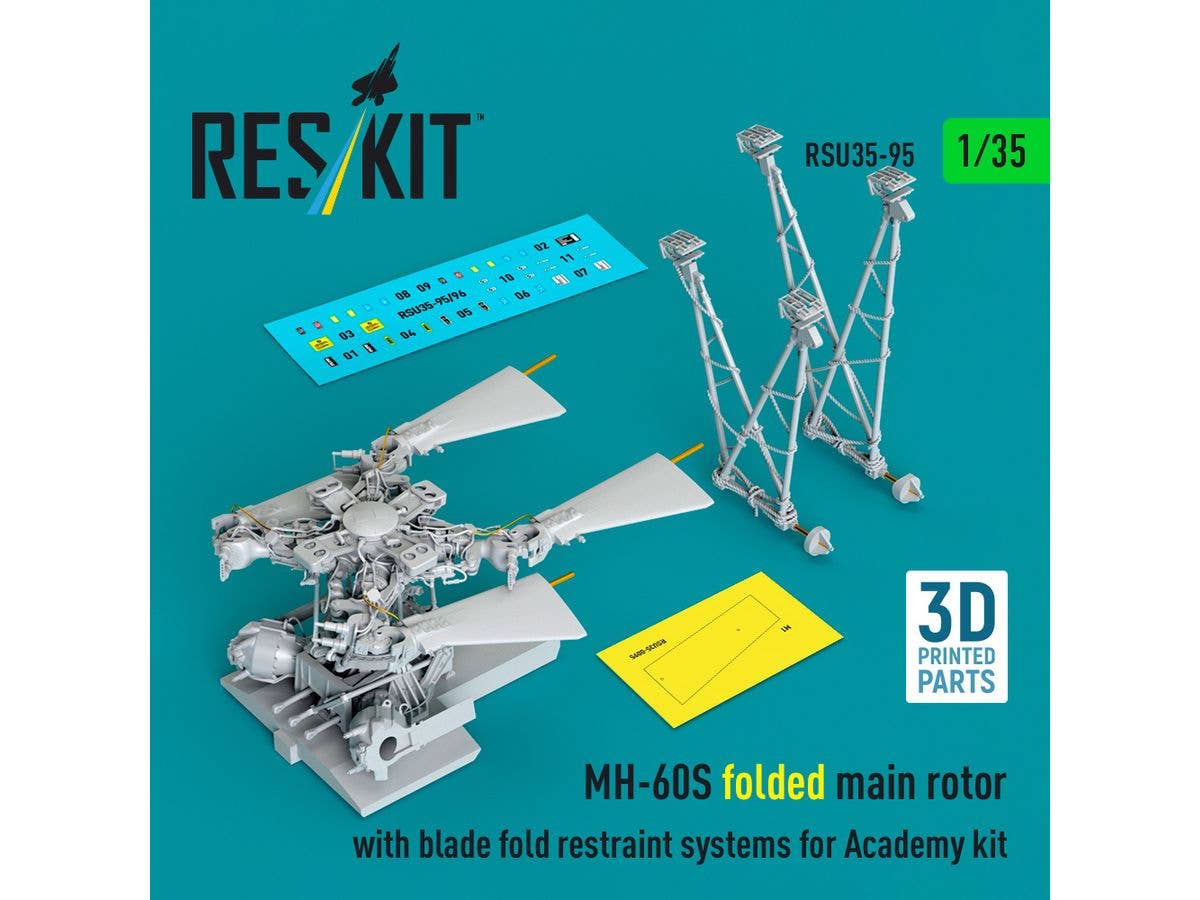 MH-60S folded main rotor with blade fold restraint systems for Academy kit