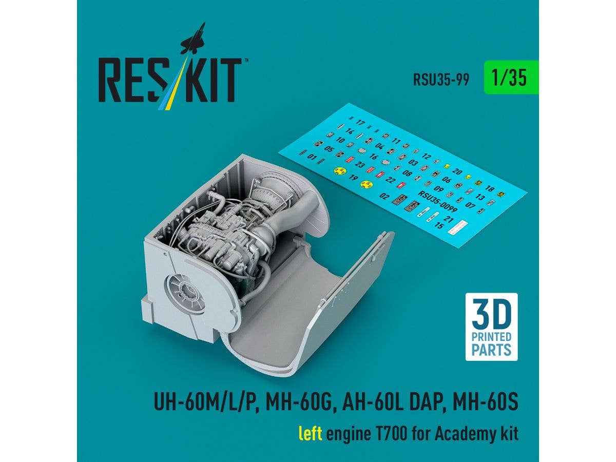 UH-60M/L/P, MH-60G, AH-60L DAP, MH-60S left engine T700 for Academy kit