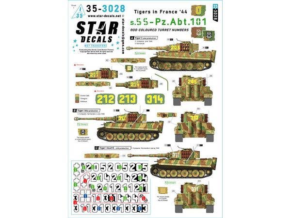 Tigers in France '44 #4. Odd coloured turret numbers. s.SS-Pz.Abt. 101 in Summer 1944. Tiger I mid and late production.