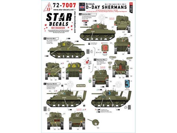 British D-Day Shermans. Mk I, Mk I Hybrid, Mk II and Mk III in Normandy.