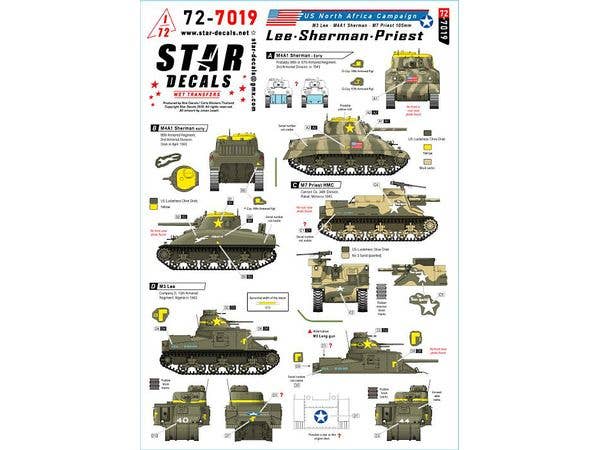 Lee-Sherman-Priest. US North Africa Campaign 1943. M3 Lee, M4A1 Sherman and M7 Priest 105mm SPG.