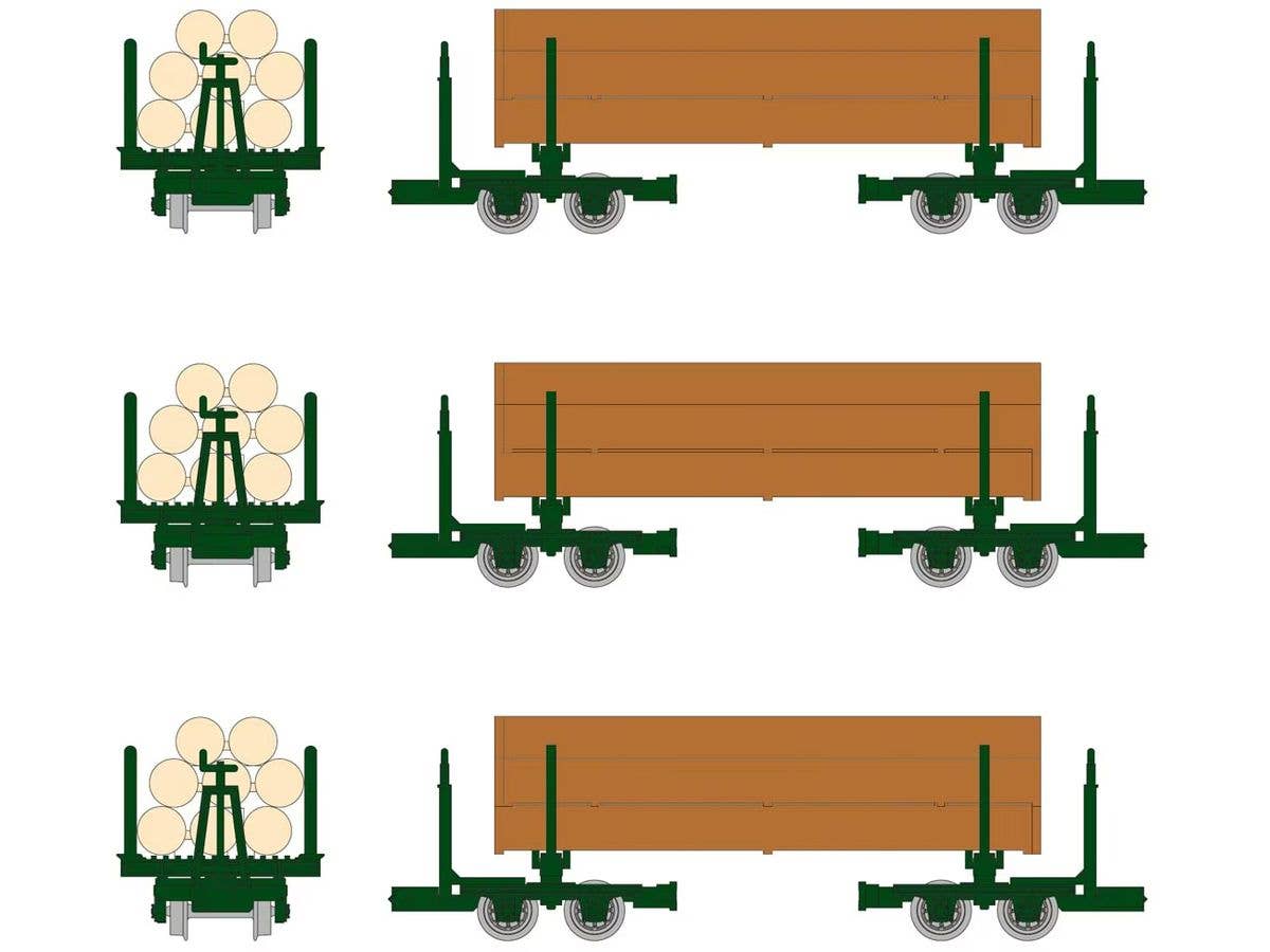 The Trains Collection Narrow Gauge 80 Kiso Forest Railway Type Logging Car 3-Car Set