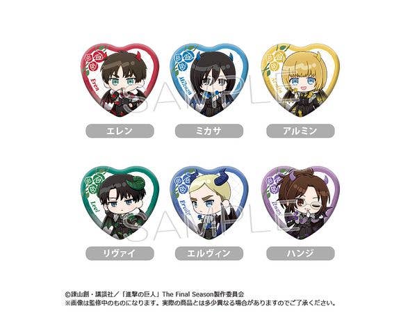 Attack on Titan Mini Character Heart Pin Badge DEVIL Ver. 1 Box (6 pieces)